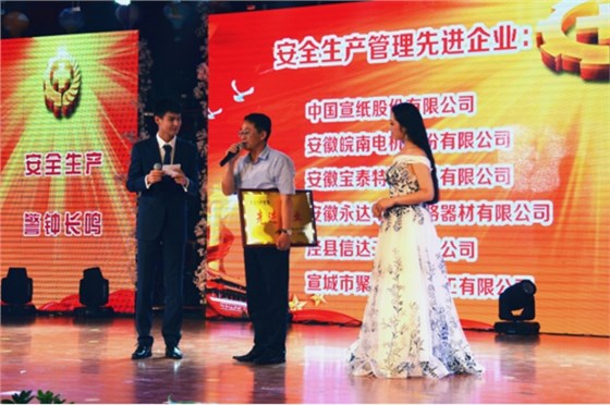 皖南電機被授予“安全生產管理先進企業”稱號