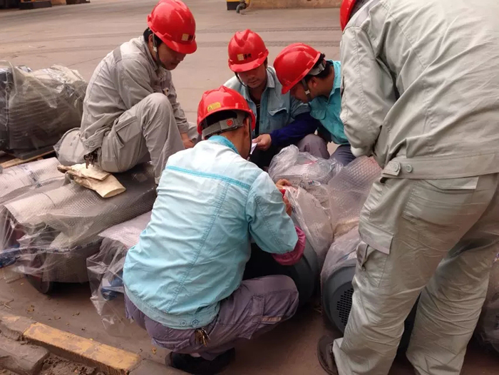 封開基地節能電機到貨核查現場